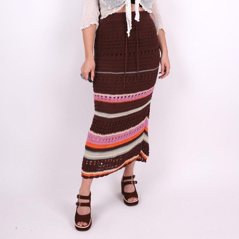 maeve by anthropologie striped crochet skirt boho